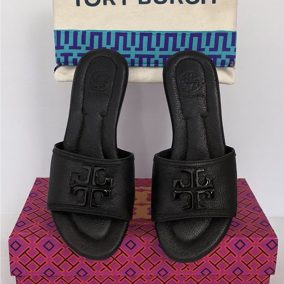 Tory Burch Shoes - Tory Burch’ Ines Mule Sandal 55mm Black Leather Heeled Slide Size 7 (Never Worn)